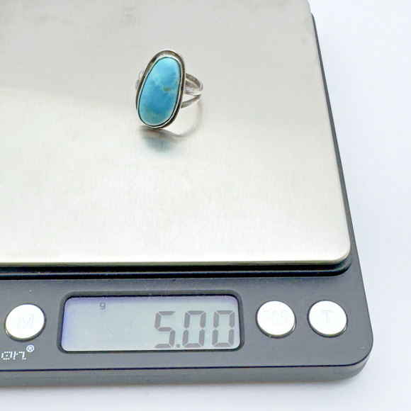 Vintage Sterling Silver Turquoise Ring Size 5 Southwest Style - Picture 7 of 7